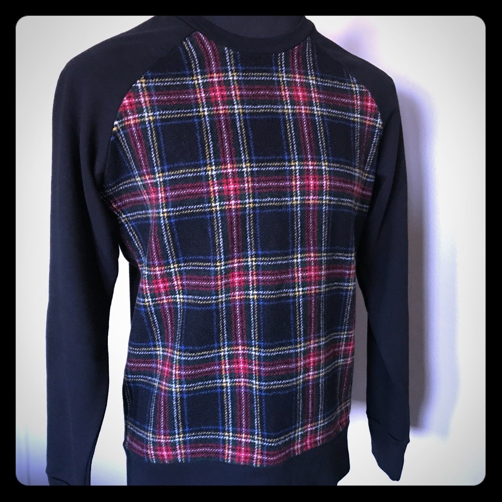 AMI crew neck with tartan panel on front XL